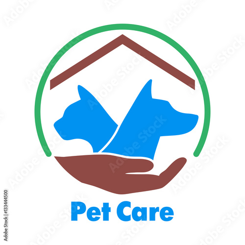 Logo care of animals, symbol of protection of vagrant animals.