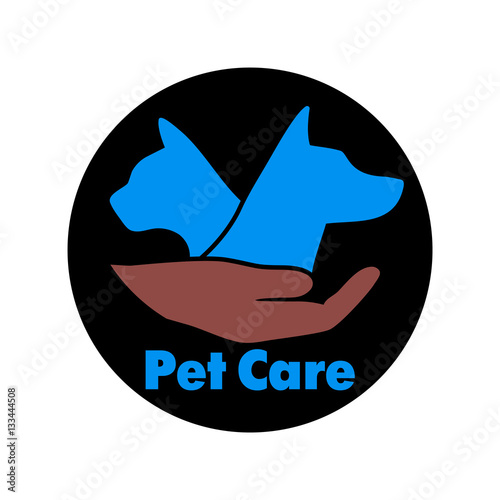 Logo care of animals, symbol of protection of vagrant animals.
