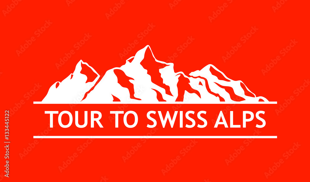 Fototapeta premium White Logo of Swiss Mountains