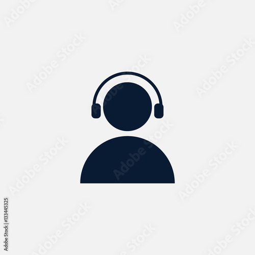 User with headphones icon simple illustration