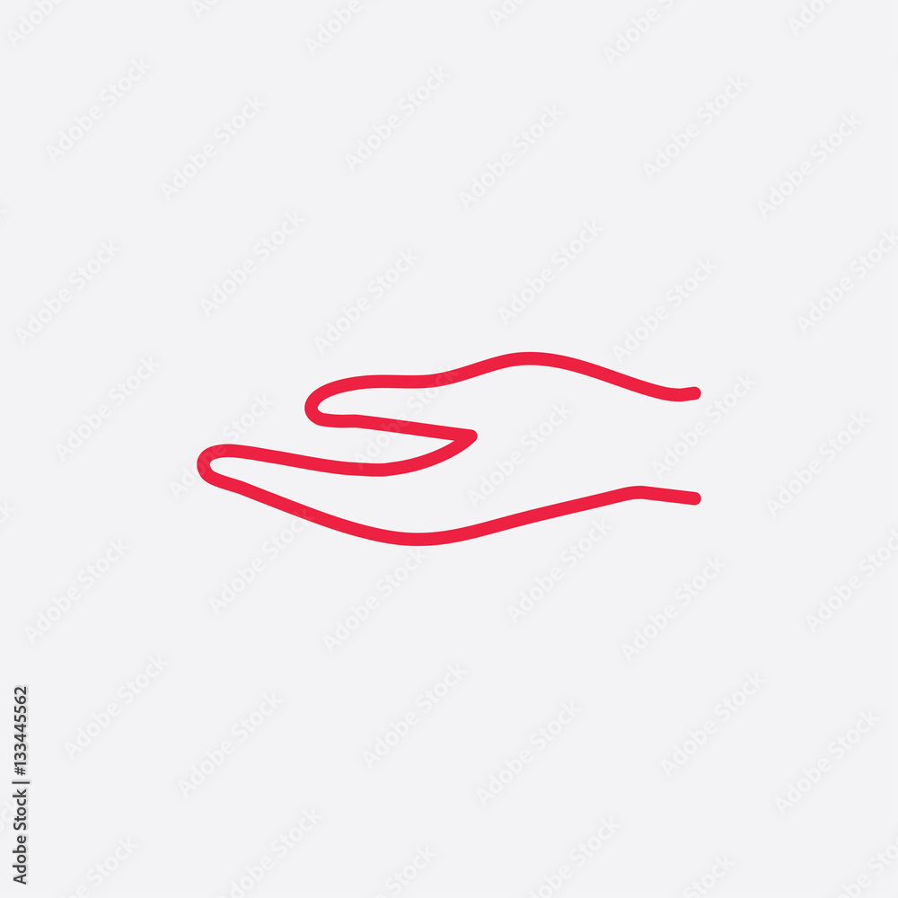 arm hand charity help support sign line icon red on white backgr arm hand charity help support sign line icon red on white backgr