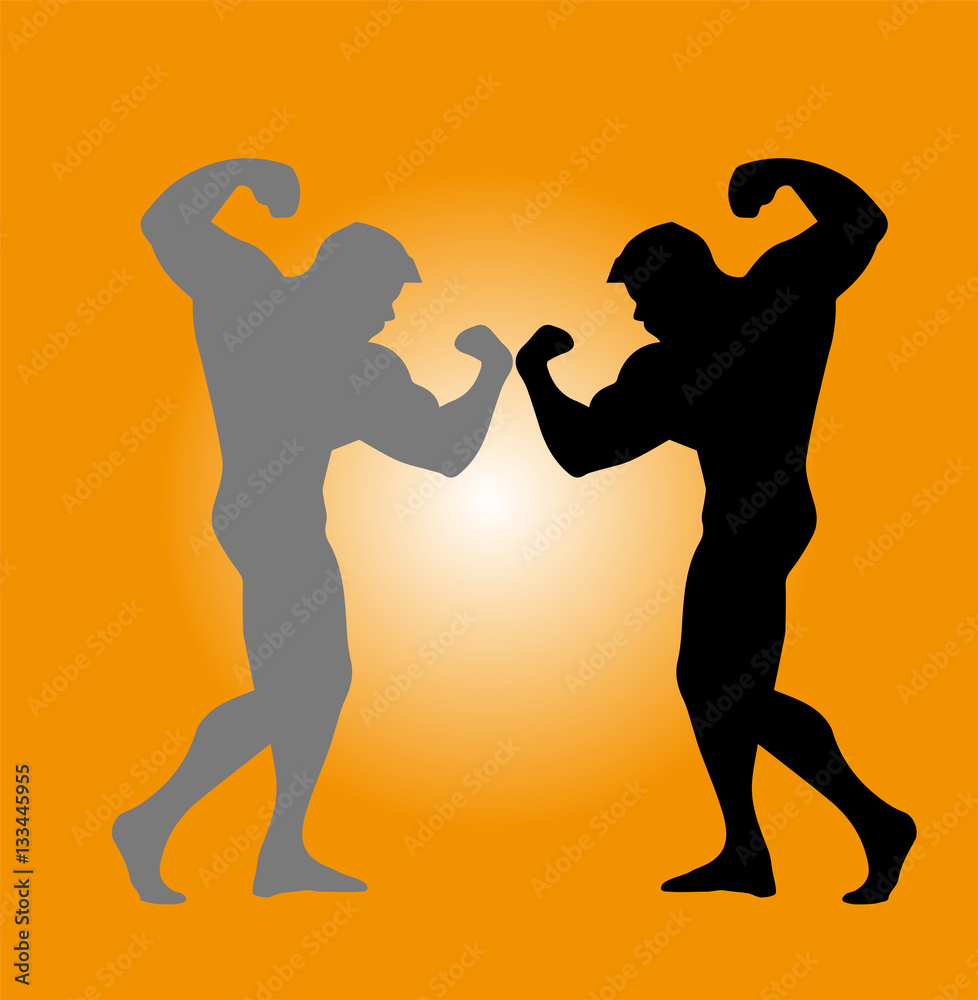Vector illustration of two fighting sportsmen silhouette, due sportivi silhouette che lottano vettoriale