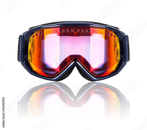 Ski and snowboard mask closeup isolated on white background