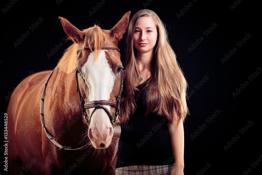 Obraz premium Woman With Her Horse