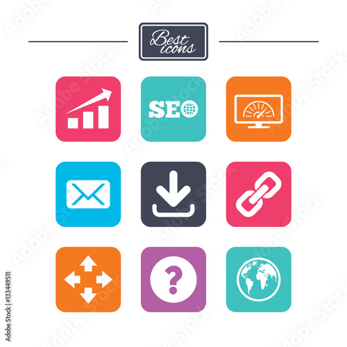 Internet, seo icons. Bandwidth speed sign.