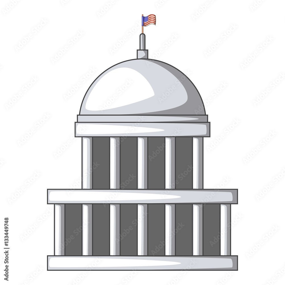 White house icon, cartoon style