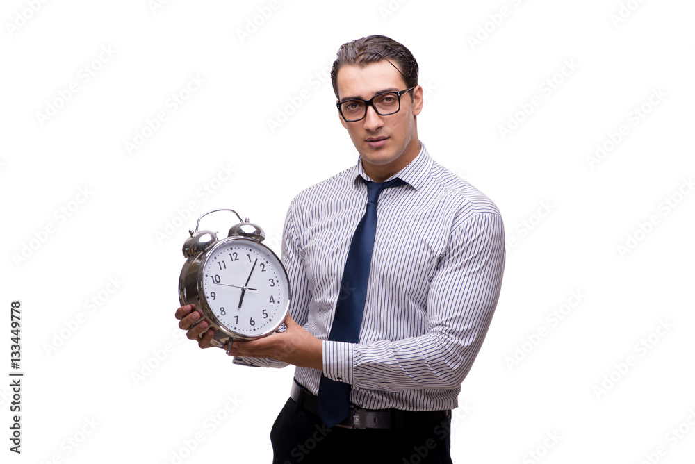 Young businessman in business concept isolated on white Young businessman in business concept isolated on white
