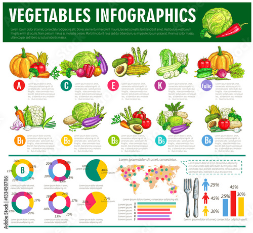 Vegetables healthy food vector infographics