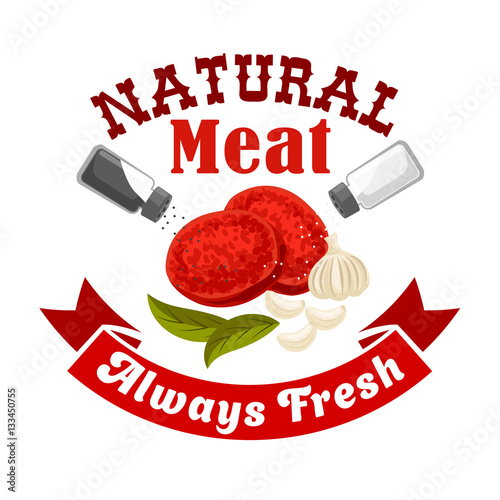 Butchery or butcher shop fresh meat cutlets icon