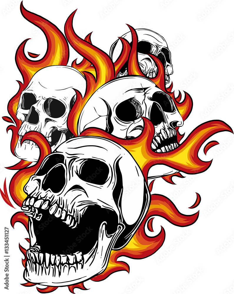 teschio con fiamme Stock Vector | Adobe Stock