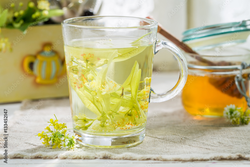 Healthy tea with honey for flu in spring day Healthy tea with honey for flu in spring day