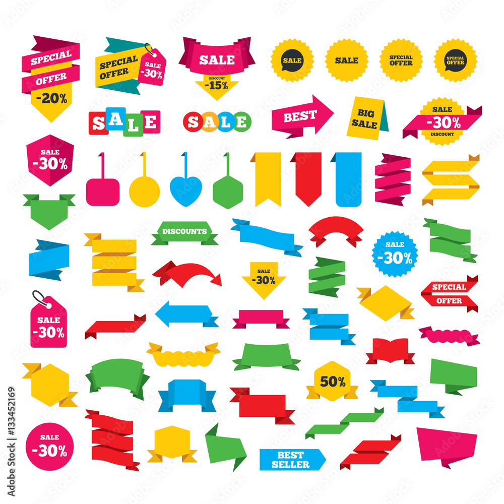Sale icons. Special offer speech bubbles symbols. Sale icons. Special offer speech bubbles symbols.