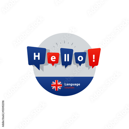 English language courses advertising concept. Fluent speaking foreign language