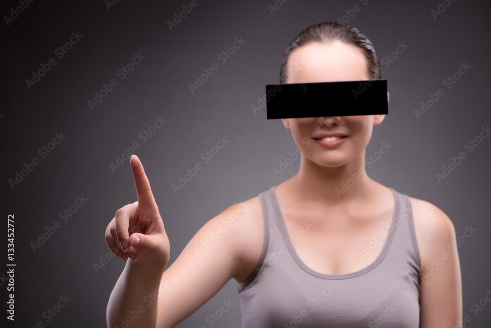 Young woman with virtual reality glasses Young woman with virtual reality glasses