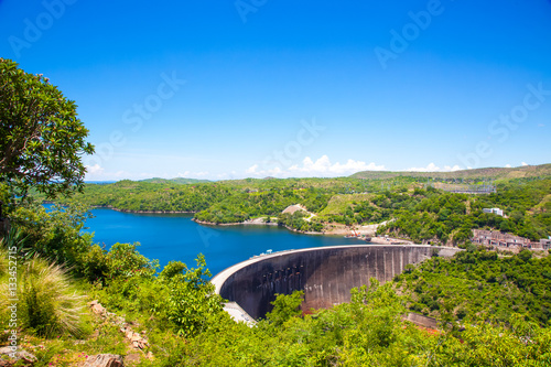 Kariba dam wall higher view.  Zambezi river.  Zimbabwe Africa.