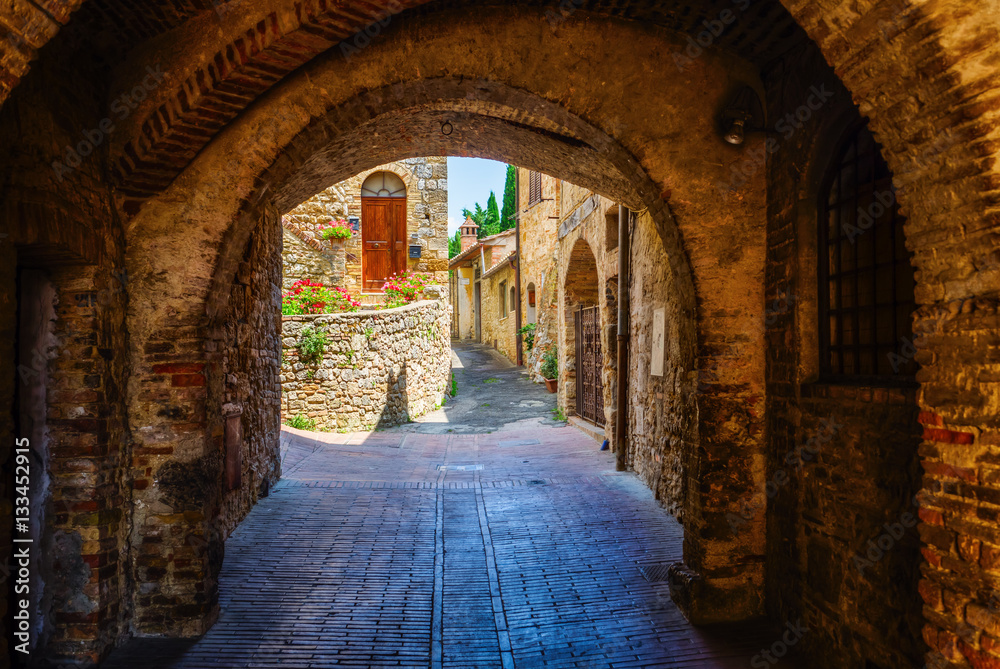 Fototapeta premium archway in San Gimignano, Italy