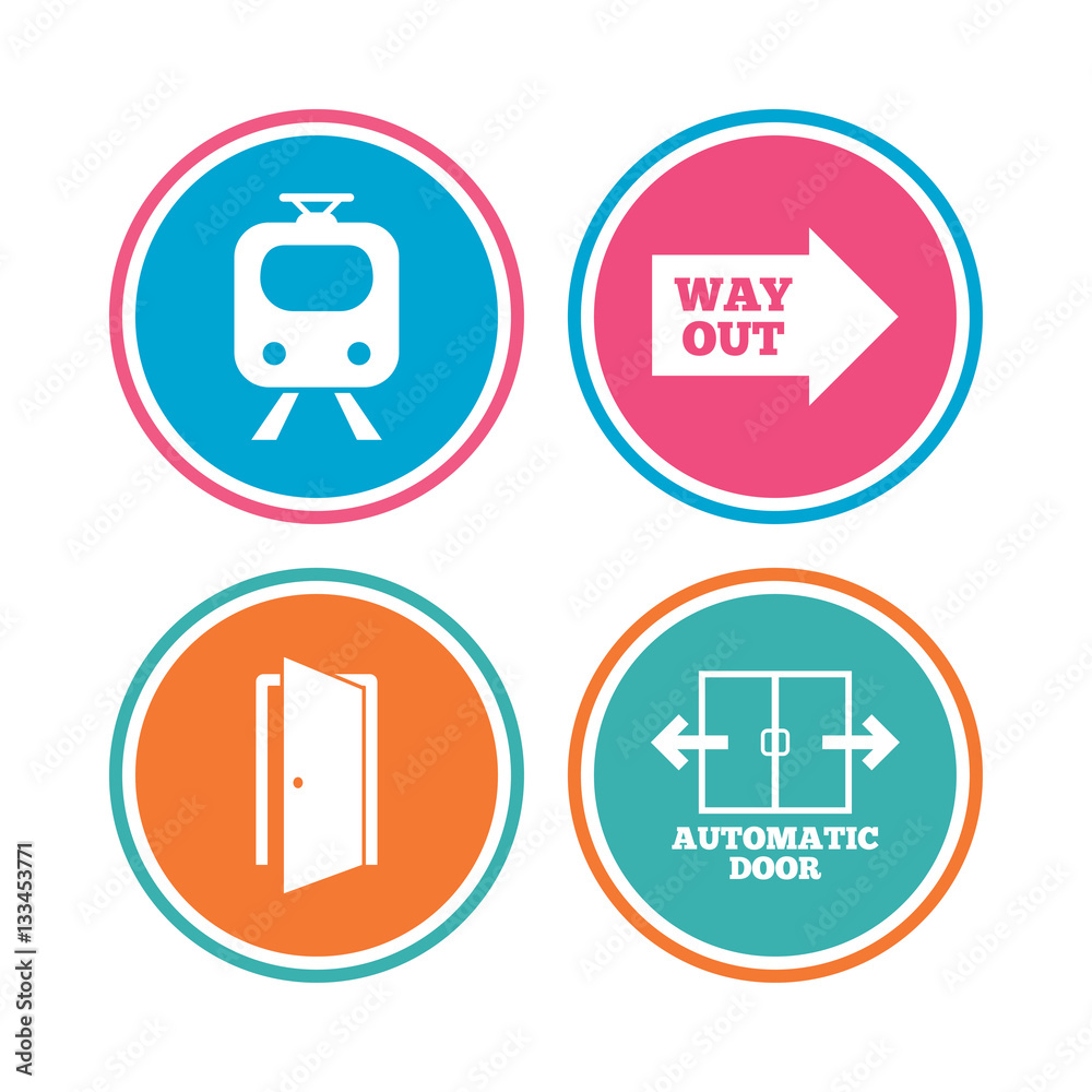 Train railway icon. Automatic door symbol. Train railway icon. Automatic door symbol.