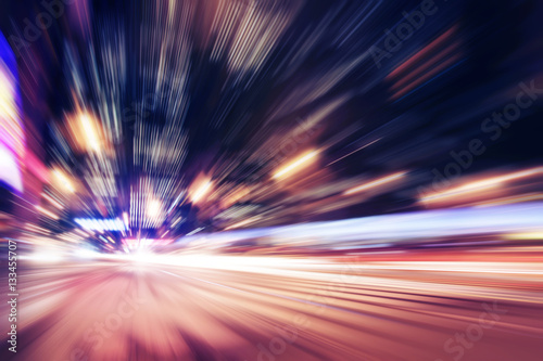 Night traffic in the city. Motion blur.