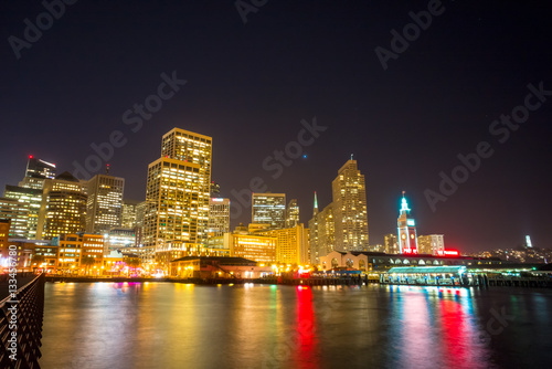 Night view of San Francisco.  Cityscape from Pier 14. Night sky. © Lynn Yeh