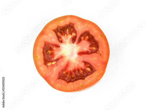 fresh tomatoes with green leaves isolated on white background