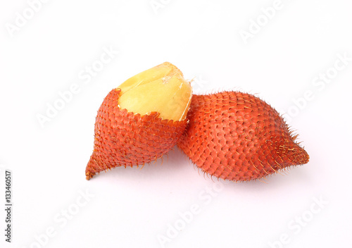 Wintergreen shell on white background, Salak Palm fruit, tropical fruit in Thailand.