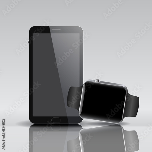 Smart electronic intelligence watch phone.Vector illustration