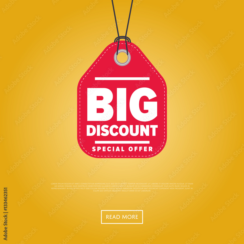 Big discount sticker isolated vector illustration. Super sale tag