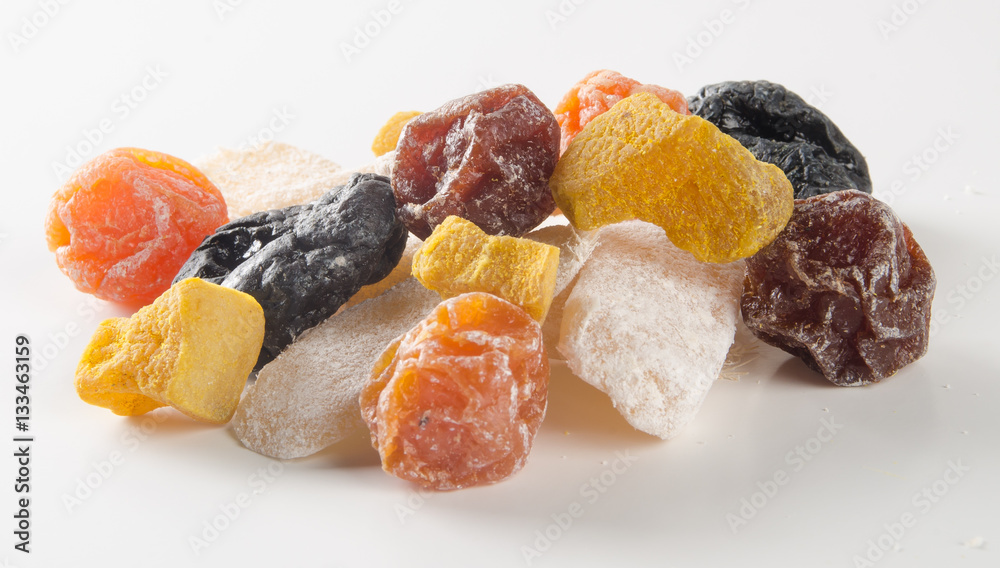 preserved fruits or mix preserved fruits on the background.