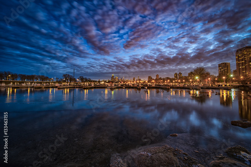 Obraz na płótnie Diversey Harbor Sunset w salonie