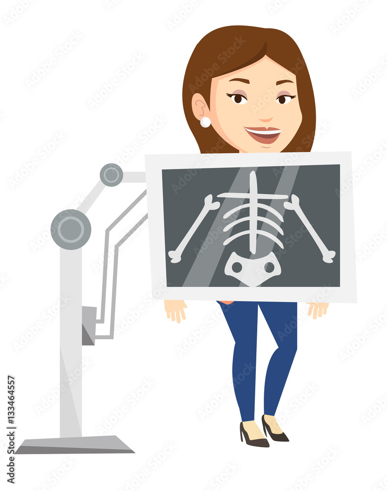 patient-during-x-ray-procedure-vector-illustration-stock-vektorgrafik