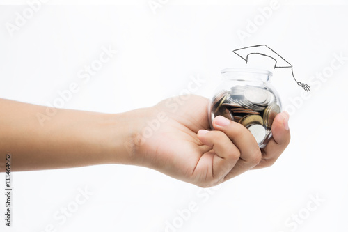 Coin in a jar. finance concept. isolated on white background