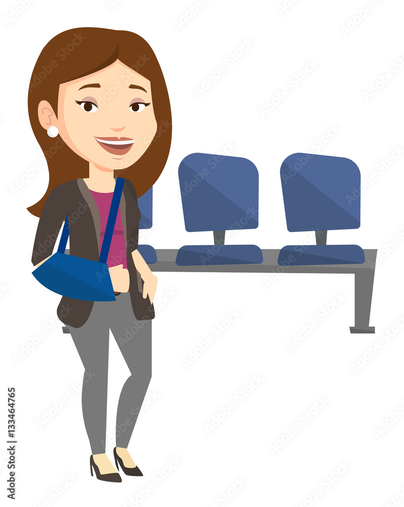 Injured woman with broken arm vector illustration. Injured woman with broken arm vector illustration.