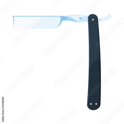 Straight blade shaver or razor, hipster vintage style flat icon