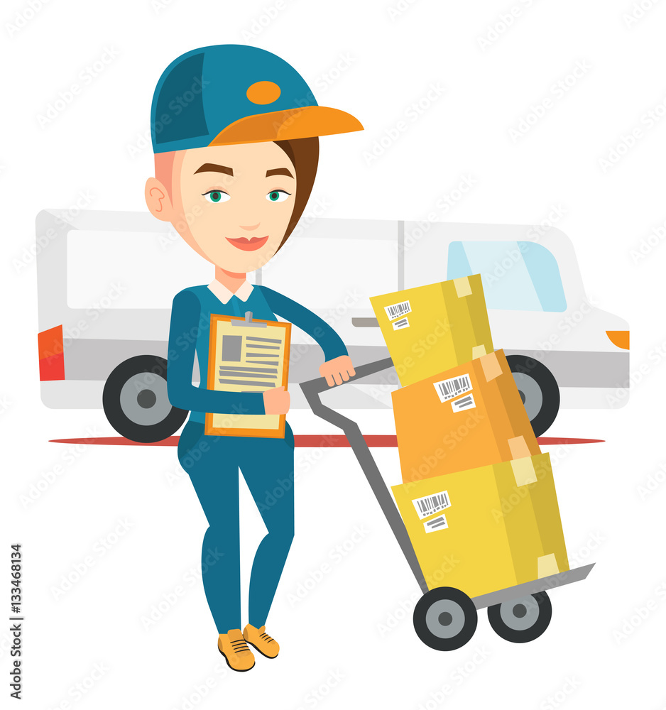 Delivery courier with cardboard boxes. Delivery courier with cardboard boxes.