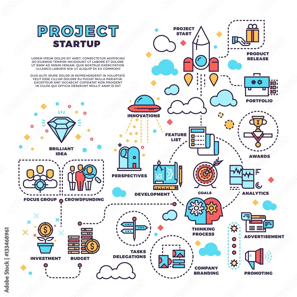 Startup, business project, product management, finance plan vector concept background Startup, business project, product management, finance plan vector concept background