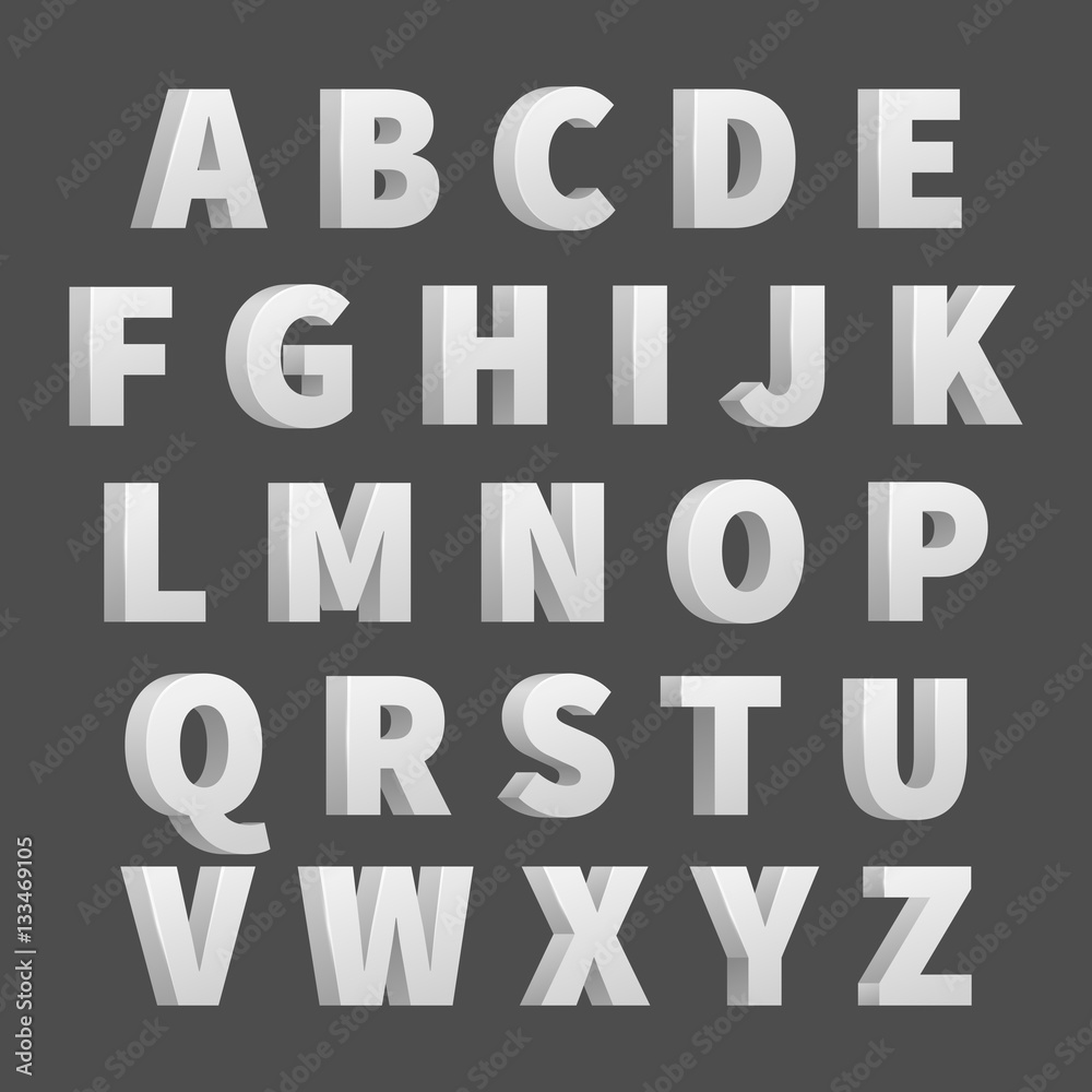 Volume 3D vector alphabet letters