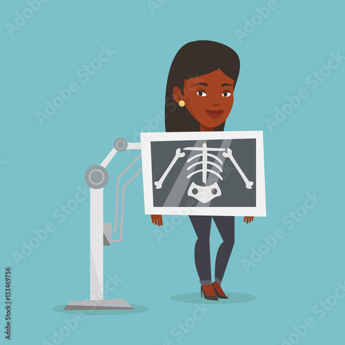 Patient during x ray procedure vector illustration