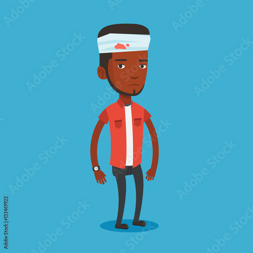 Man with injured head vector illustration.