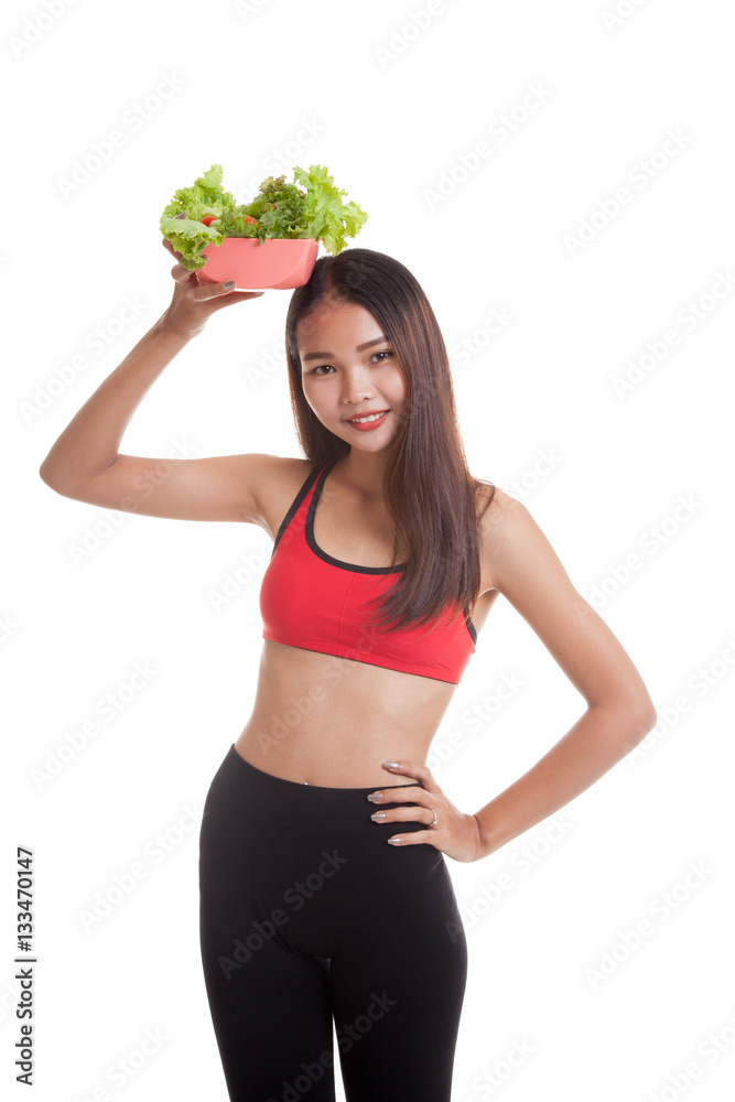 Beautiful Asian healthy girl with salad. Beautiful Asian healthy girl with salad.