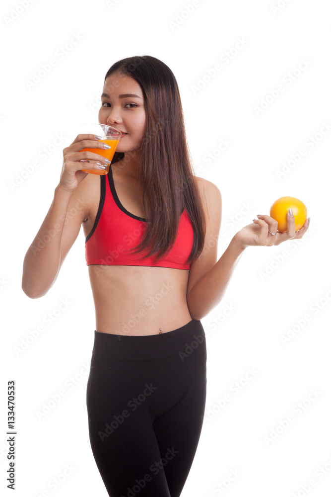 Beautiful Asian healthy girl with orange juice and orange fruit. Beautiful Asian healthy girl with orange juice and orange fruit.