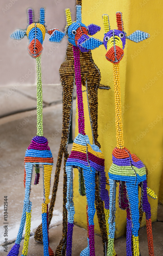 African traditional colorful beads wire toys animal giraffes