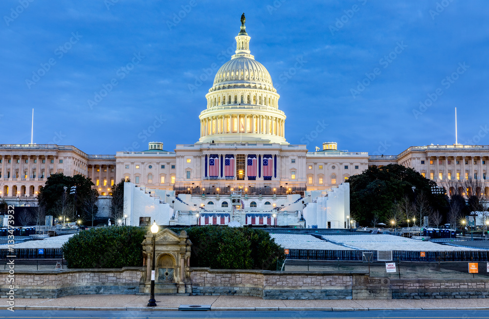The West side of the US Capitol Building as it is prepared for t