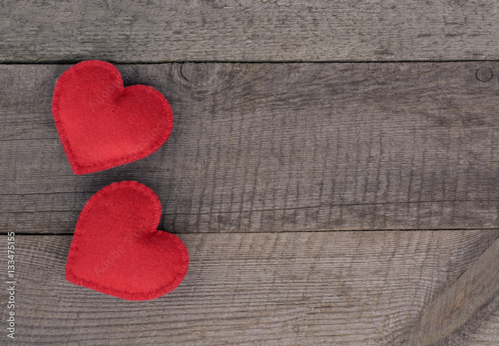 Valentine's card. Red felt heart on wooden board and copy space for you. Valentine's card. Red felt heart on wooden board and copy space for you.