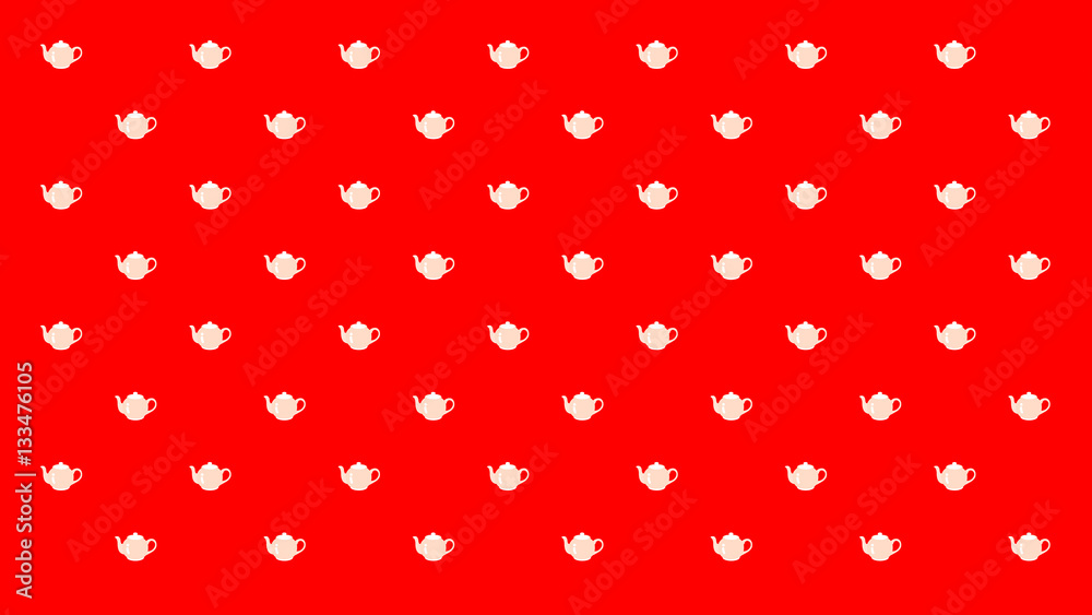 TEA POT PATTERN
Tea pots arranged in pattern on the red background. TEA POT PATTERN
Tea pots arranged in pattern on the red background.