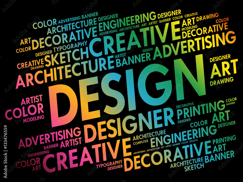 DESIGN word cloud, creative business concept background