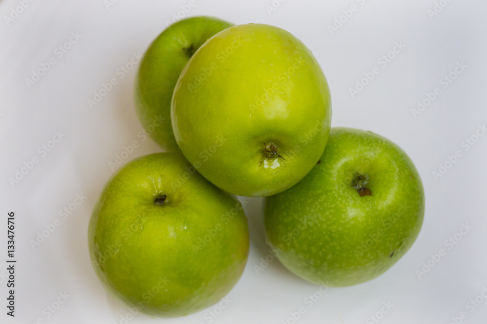 Fresh green apple fruits on white background Fresh green apple fruits on white background