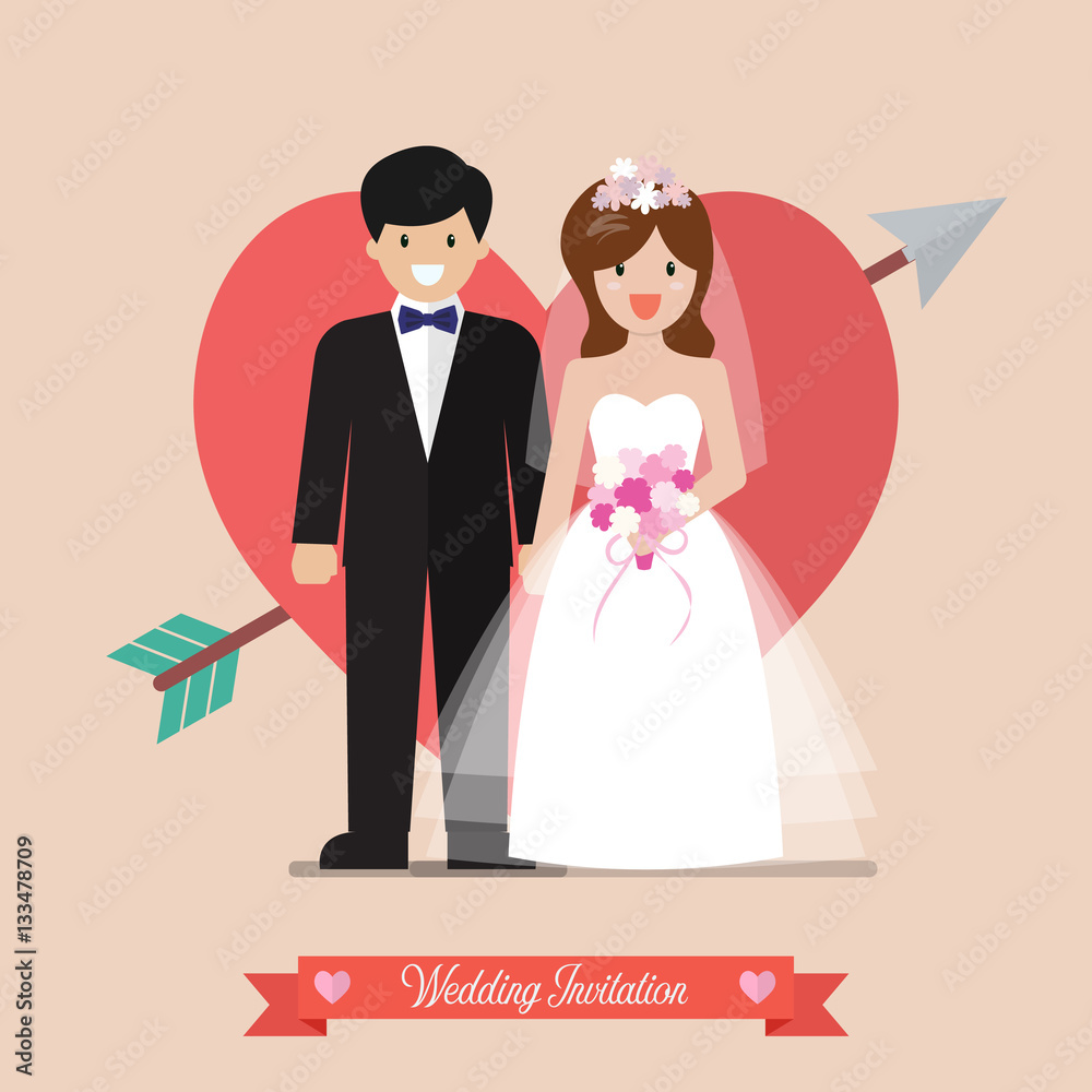 Newlyweds bride and groom wedding invitation Newlyweds bride and groom wedding invitation