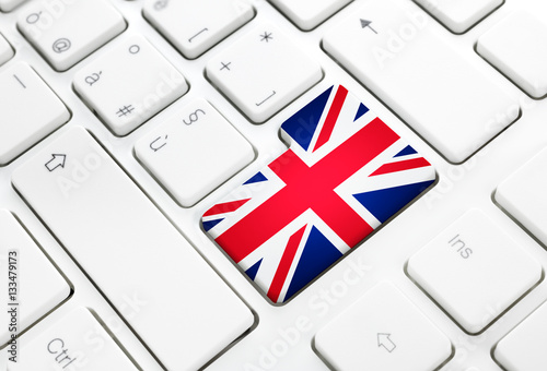 English language or UK web concept. United Kingdom flag enter bu