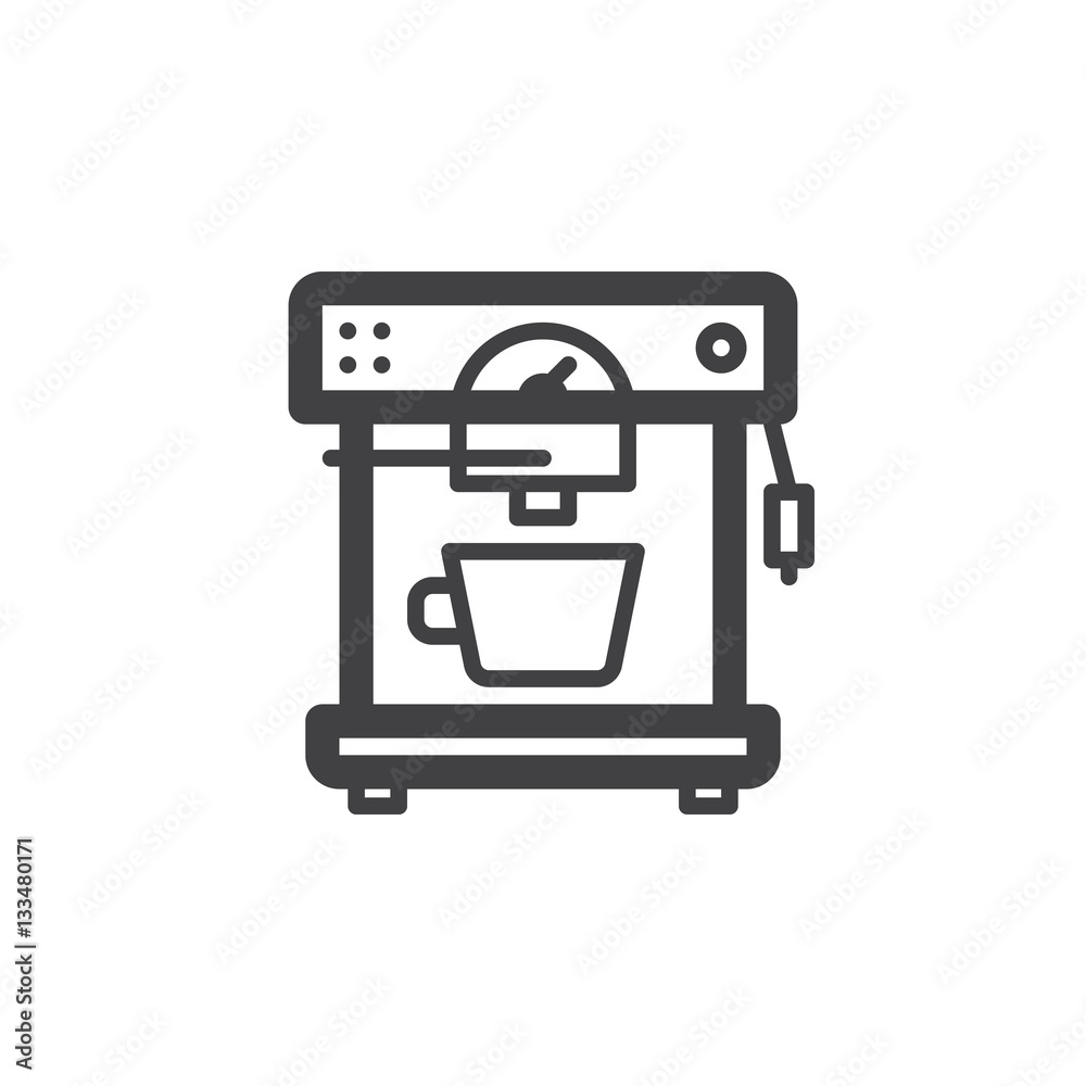 Automatic coffee machine line icon, outline vector sign, linear pictogram isolated on white. Symbol, logo illustration Automatic coffee machine line icon, outline vector sign, linear pictogram isolated on white. Symbol, logo illustration