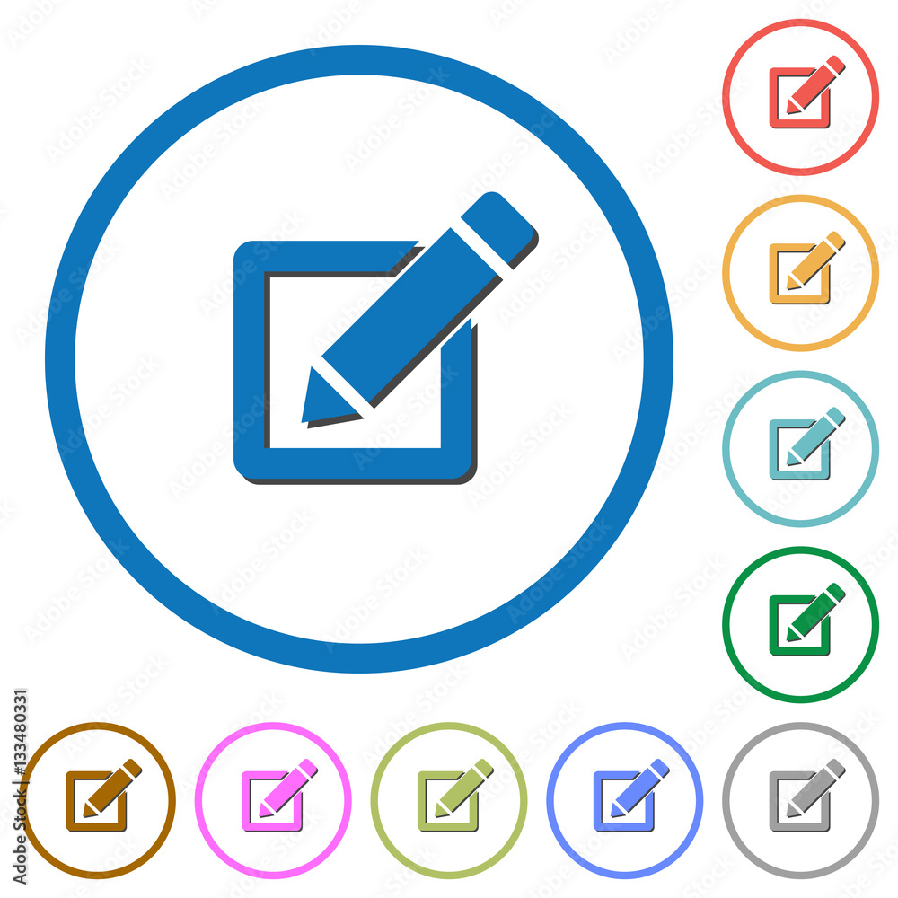Editing box with pencil icons with shadows and outlines Editing box with pencil icons with shadows and outlines